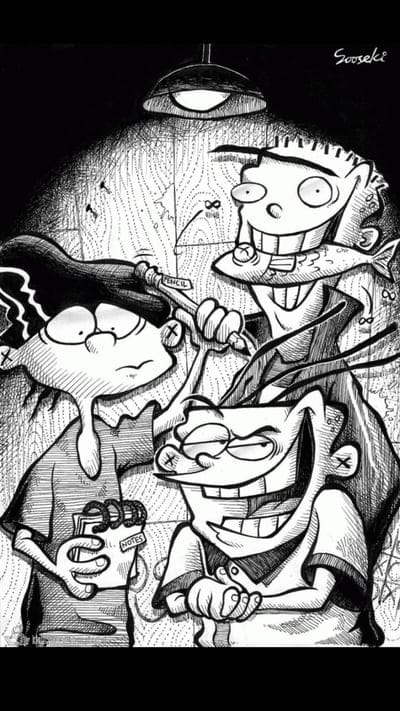 Ed edd N eddy, cartoon network, cartoons, awesome, black and white 