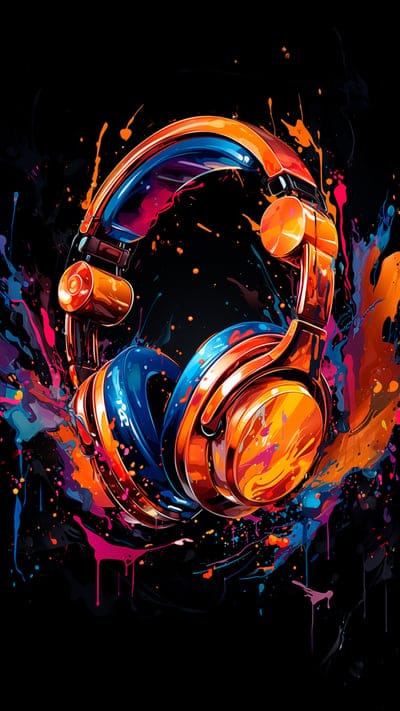 headphones,music,paint,art,black background