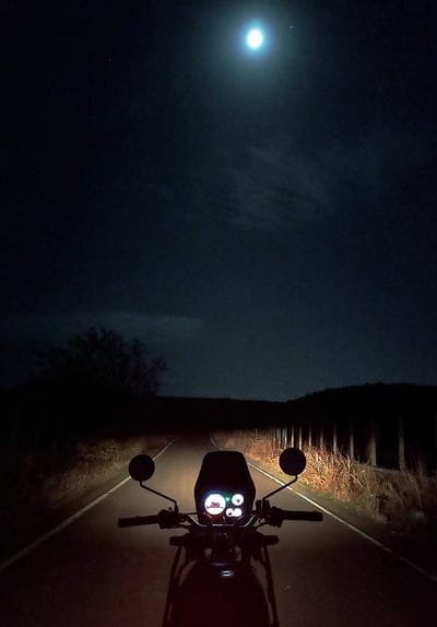 Bike, dark, himalayan, light, motor, night, royal enfield, stunt, mobile wallpaper, android wallpaper, iPhone wallpaper, phone wallpaper