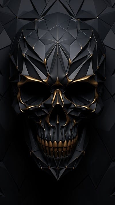 skull,teeth,black,gold,art