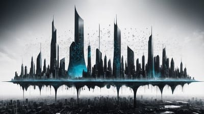 City,Black,White,Cool,Silhouette,Shadow,Ai Art,Wallpaper,Ai Wallpaper,Desktop Wallpaper