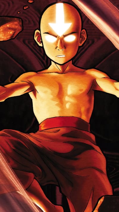 Aang, Avatar The Last Airbender, Avatar State, glowing, power, character art, animated, earthbending, intense, fantasy, hero, illustration, elemental, dynamic, epic