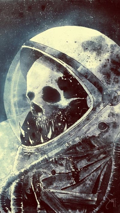Tragedy, astronaut, cool, skull, space