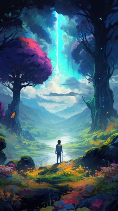 trees,mountains,river,silhouette,art