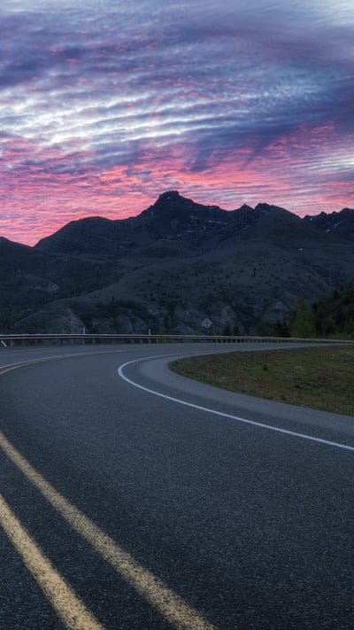 Road, mountains, nature, landscape, peaceful, serene, tranquil, beautiful, outdoor, sunset, sunrise, colorful, sky, dramatic, winding, journey, scenic, majestic, serene scene, twilight