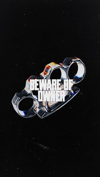 brass knuckles,owner,inscription,warning,text,words