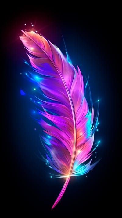 feather,black background,glow,art