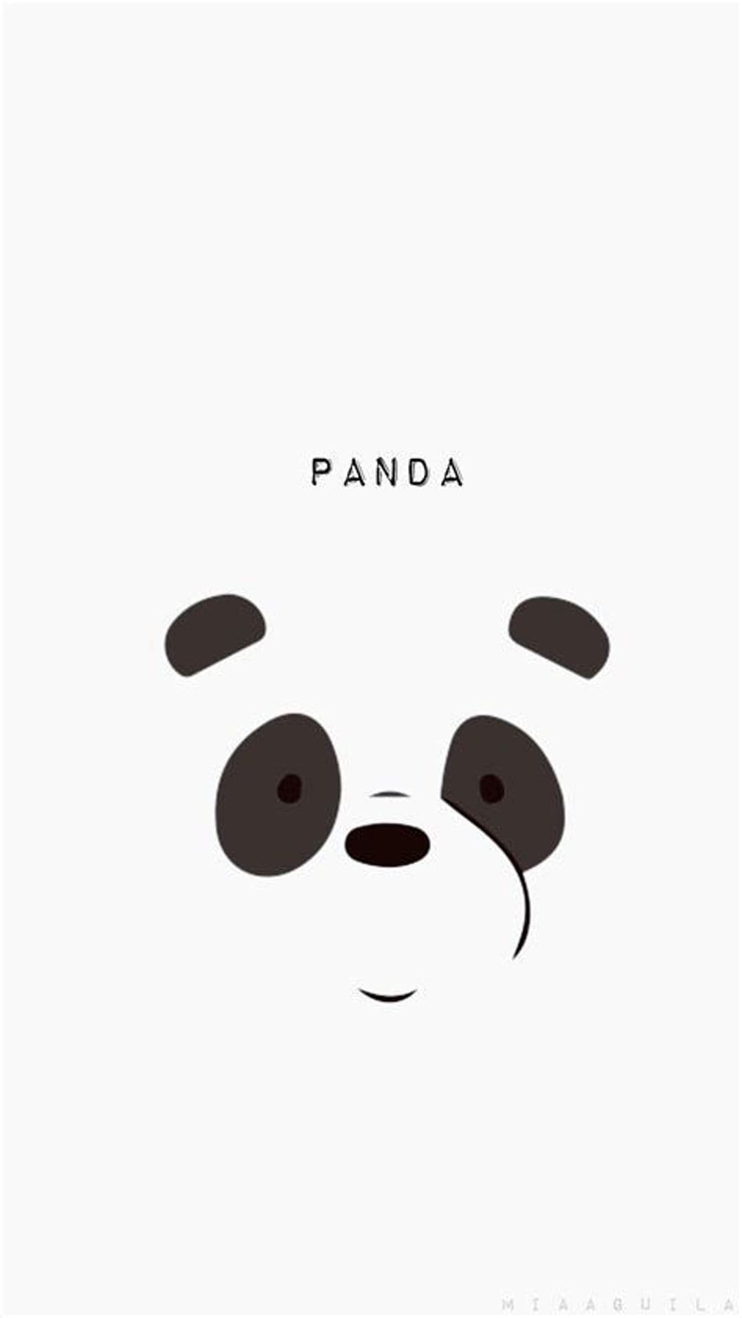 Panda face with black eye patches and a small smile below the word PANDA on a solid white background.