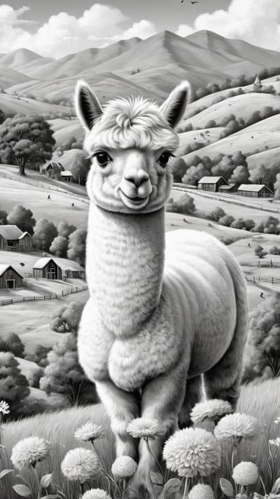 Alpaca,Cute,Tattoo,Tattoo Wallpaper,Wallpaper,AI Art,Ai Wallpaper,Desktop Wallpaper,Artwork,Black,White,Black and White,Aesthetic