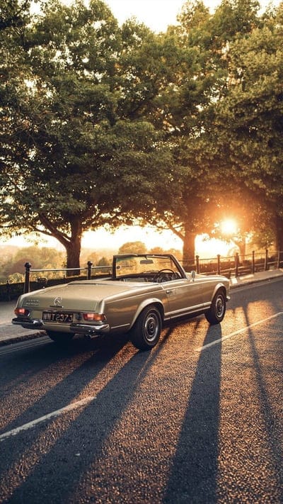 Mercedes, classic, car, gold, sunset, esports, america, old, mobile wallpaper, android wallpaper, iPhone wallpaper, phone wallpaper