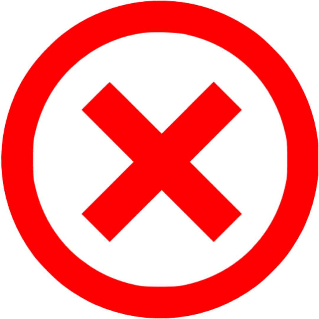 Red X mark icons and green check symbols appear side-by-side as clean, two-dimensional vector graphics.