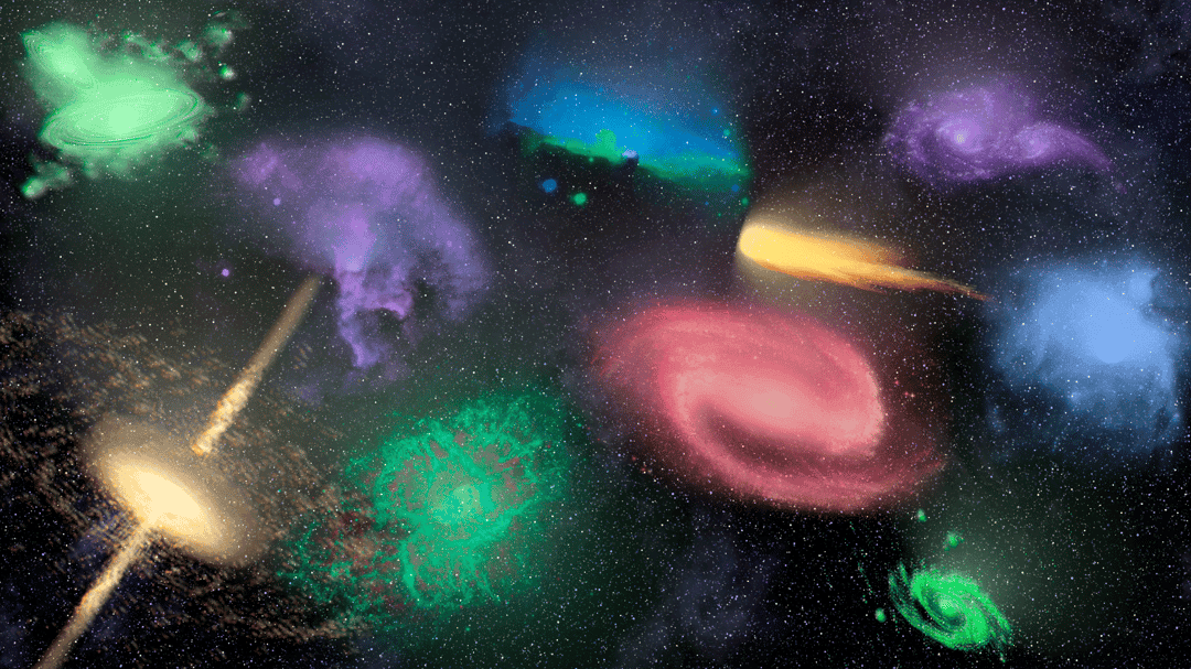 Cosmic nebula wallpaper displaying swirling pink and violet gas clouds with bright white starfield clusters.