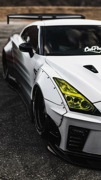 Widebody GTR, nissan, white, car, hypercar, supercar rich, luxury, mobile wallpaper, android wallpaper, iPhone wallpaper, phone wallpaper