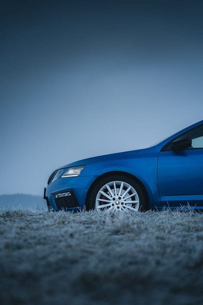 skoda, car, blue, grass, hoarfrost, mobile wallpaper, android wallpaper, iPhone wallpaper, phone wallpaper