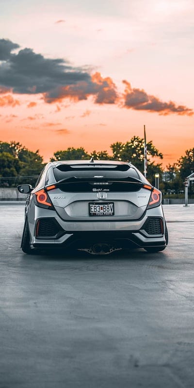 honda civic sport, honda, car, rear view, headlights, mobile wallpaper, android wallpaper, iPhone wallpaper, phone wallpaper