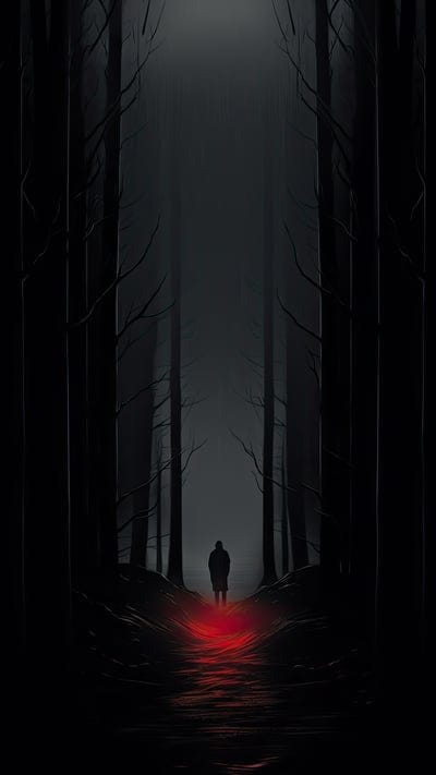 silhouette,forest,trees,path,black,art