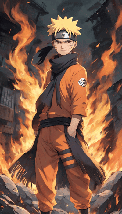 naruto uzuzmaki,naruto,anime,guy,pose,stones,city,fire,smoke,art