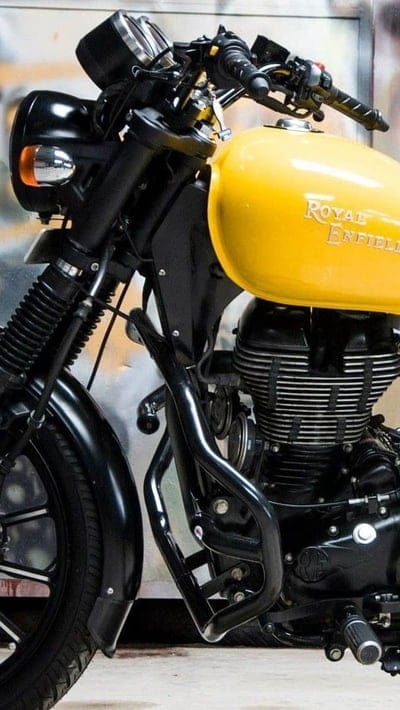 Royal Enfield Live, Yellow Modified, bike, bullet, mobile wallpaper, android wallpaper, iPhone wallpaper, phone wallpaper