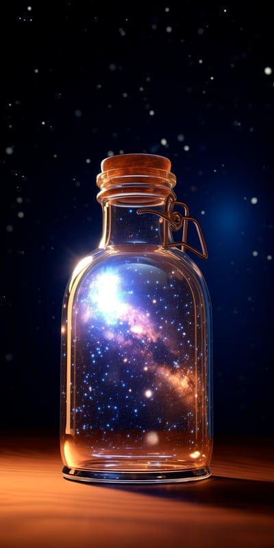 bottle,milky way,stars,transparent