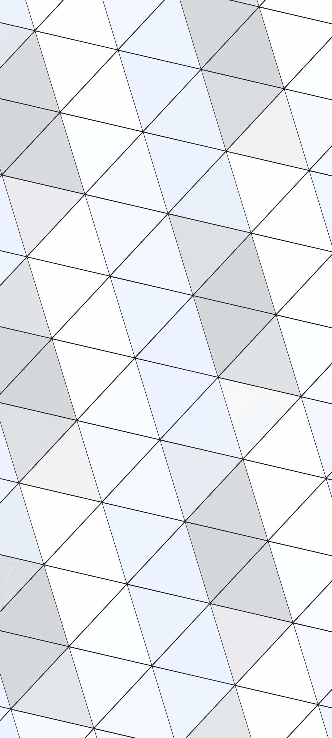 Triangular tessellation in shades of light blue and grey forms a clean, geometric pattern with sharp angles.