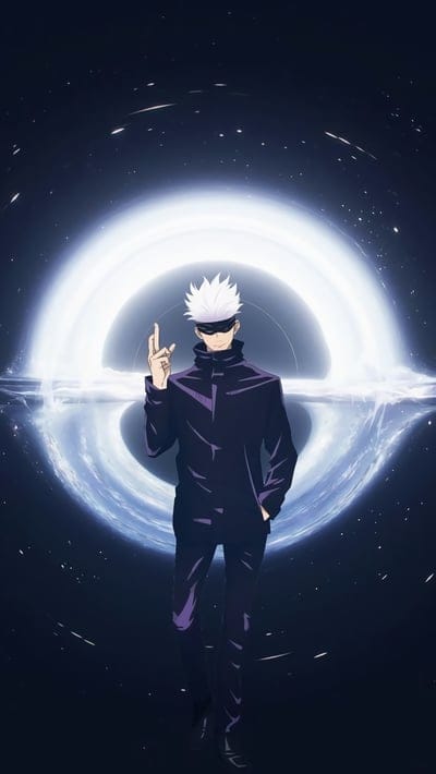 satoru gojo,magic battle,anime,guy,bandage,circle,magic,light,art