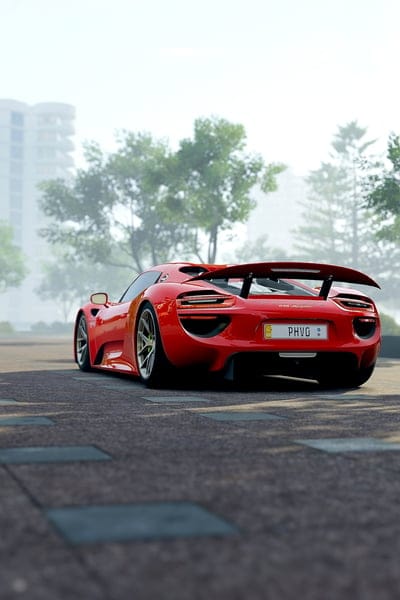 redcar,porsche,backview,cars