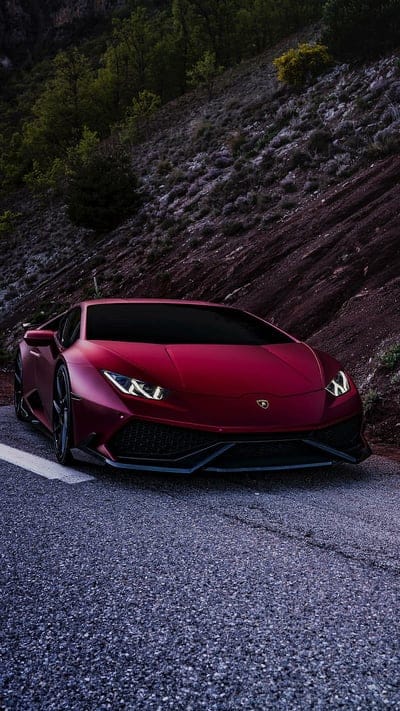 Dark Red Lambo, lamborghini, huracan, car, supercar, sports, america, new, mountains, mobile wallpaper, android wallpaper, iPhone wallpaper, phone wallpaper