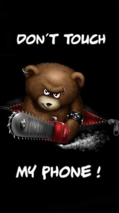 Dont Touch My Phone,angry,bear,black,cartoon,quote, warning