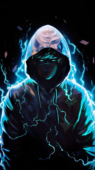 guy,lightning,hood,mask,art