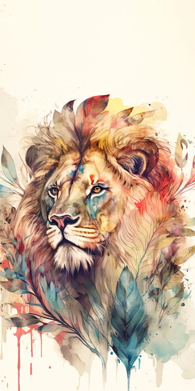lion,predator,flowers,bright,colorful,art