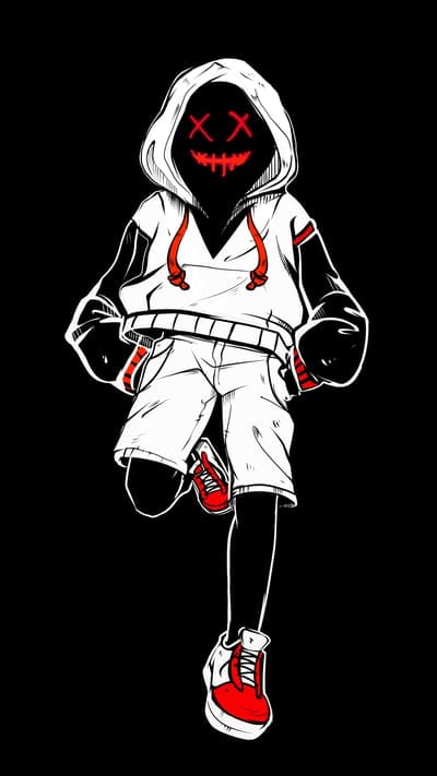 hood,mask,sneakers,black,art