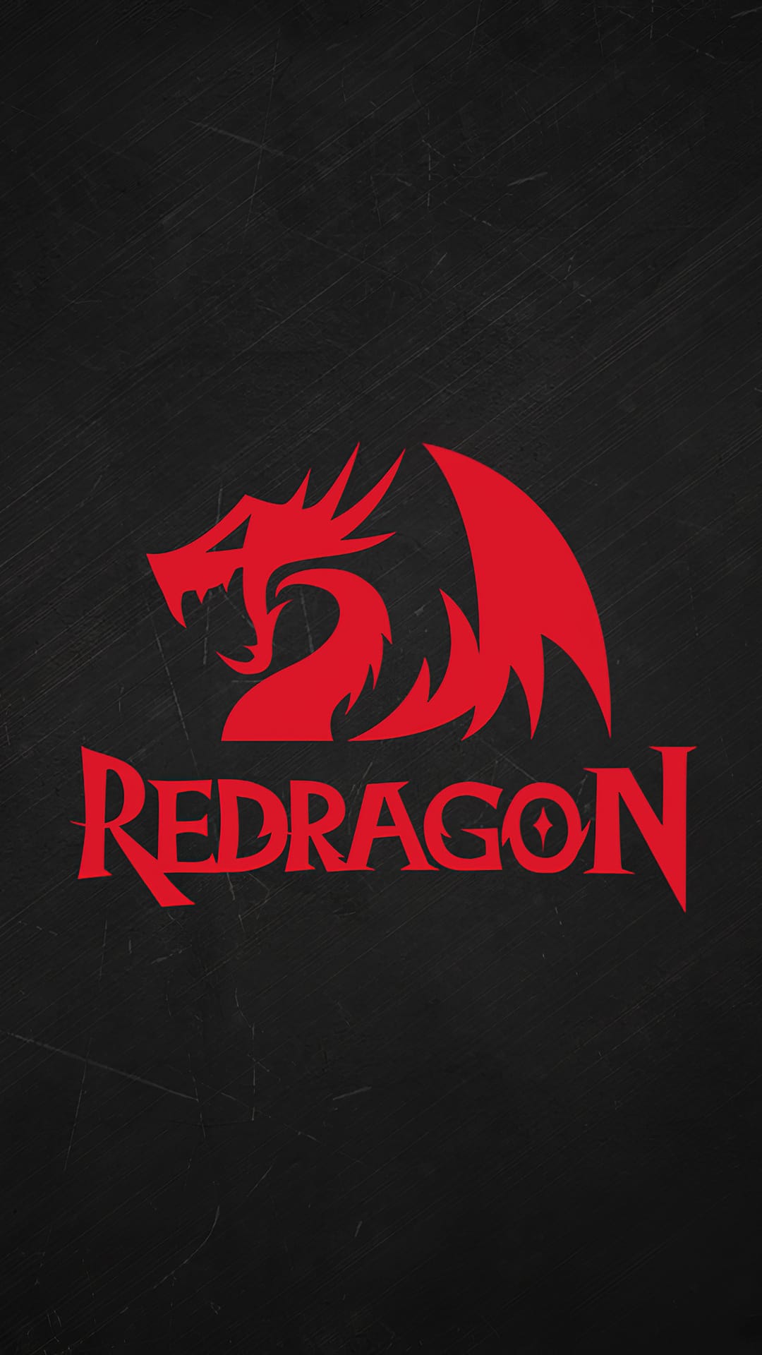 Red dragon head emblem and bold Redragon typography centered on a distressed charcoal black background.