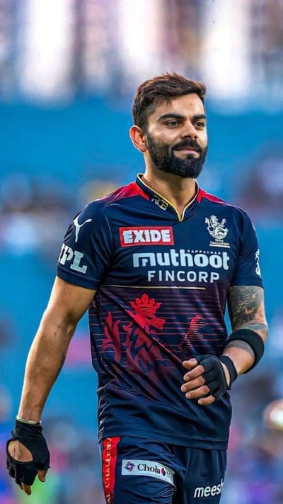 Virat Kohli, RCB, Royal Challengers Bangalore, Cricket Player, Indian Cricketer, Sports Portrait, IPL, cricket, athlete, jersey, Muthoot FINCORP, EXIDE, sports photography, cricket action, cricket star, T20 cricket, cricket jersey, sports fan, Bangalore cricket, cricket hero