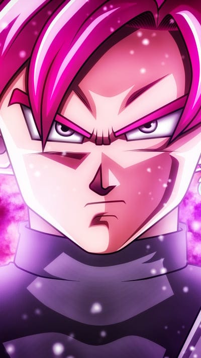 Goku Black, Super Saiyan Rosé, anime, Dragon Ball Super, villain, menacing, pink hair, purple aura, close-up, evil, powerful, Saiyan, Zamasu, manga, dark, intense