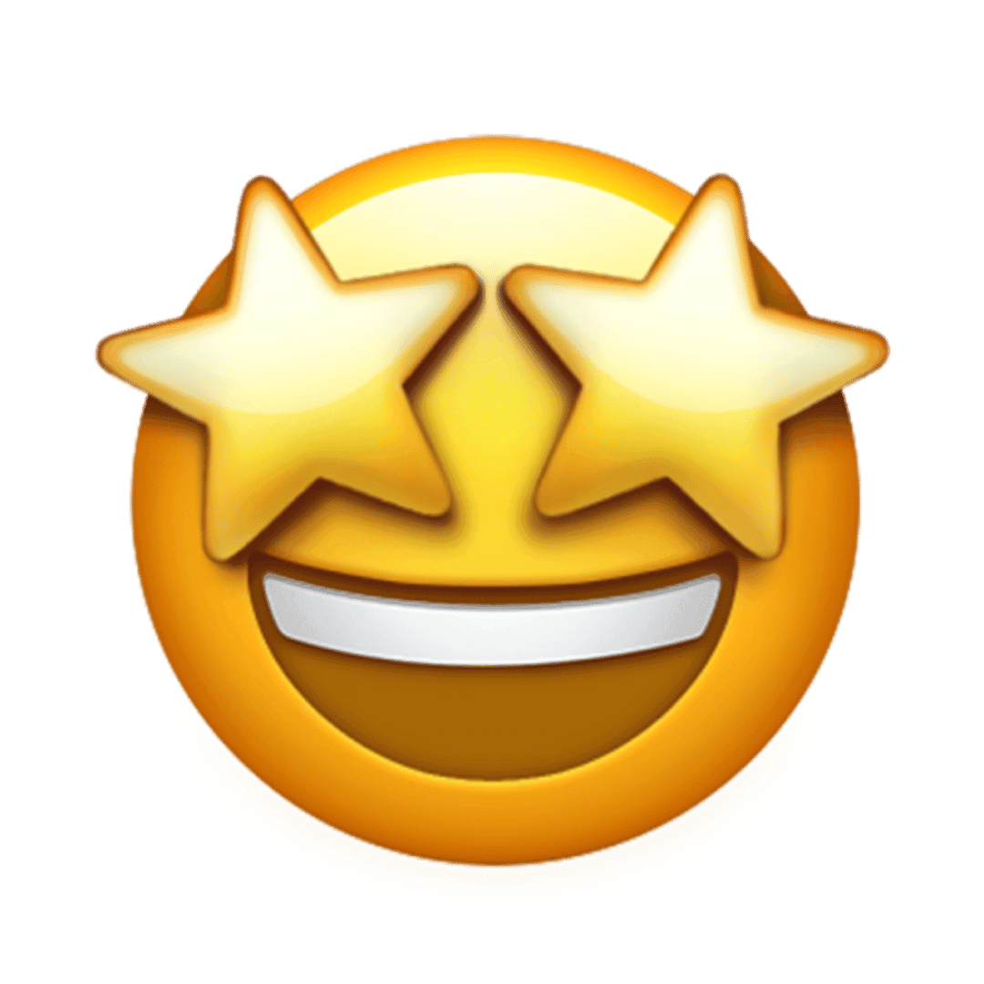 Yellow glossy emoji featuring a heart and smiling face with smooth 3D textures and bright gradient lighting.