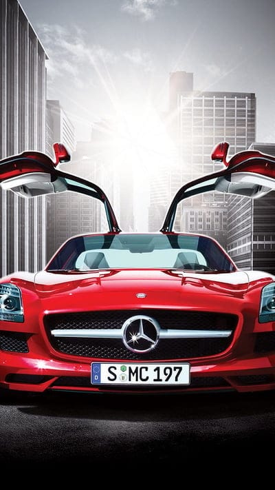 Red Mercedes Benz, mercedes benz, car, sports car, mobile wallpaper, android wallpaper, iPhone wallpaper, phone wallpaper