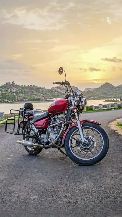 Bullet Gadi Ka, Sunset Background, red bike, parked bike, royal enfield, mobile wallpaper, android wallpaper, iPhone wallpaper, phone wallpaper