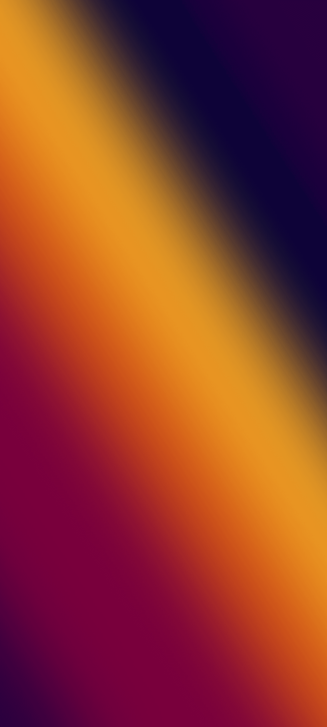Vibrant diagonal gradient shifts from deep purple to bright orange and dark blue with a subtle grainy texture.