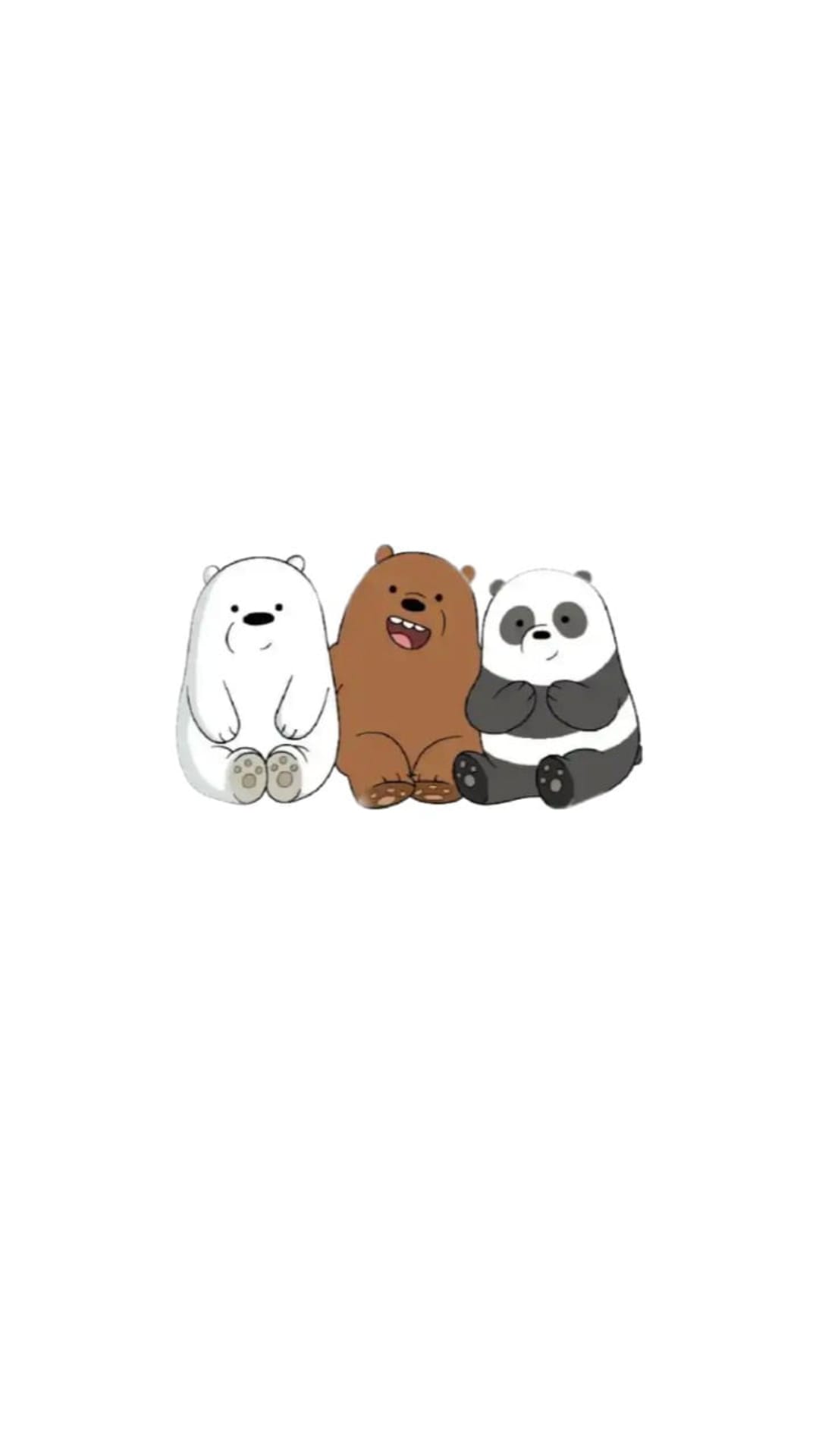 Grizzly, Panda, and Ice Bear sit side-by-side on a plain white surface in a minimalist character arrangement.