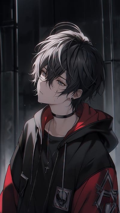 guy,choker,piercing,anime,art
