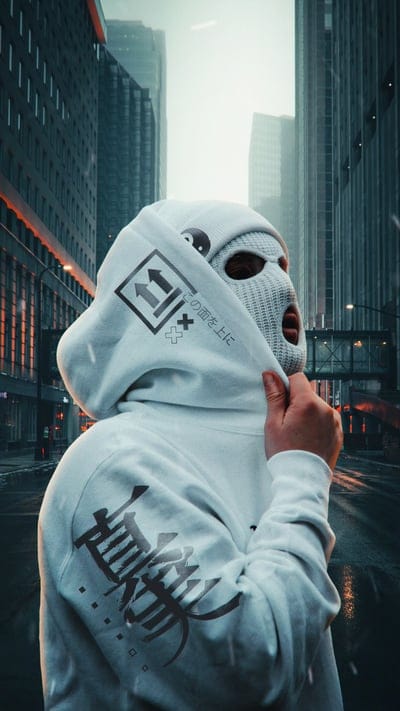 man,hood,mask,white