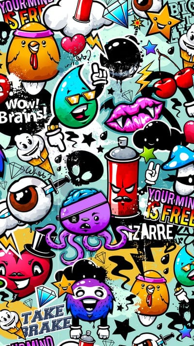 Cartoon Graffiti, art, black, colorful