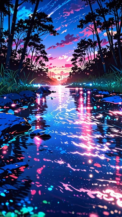 Nature,Water,River,Tree,Anime,Anime Wallpaper,Wallpaper,8k Wallpaper,4k Wallpaper,Vibrant,Cool,Hd backgrounds,Hq Backgrounds,Cyber Punk