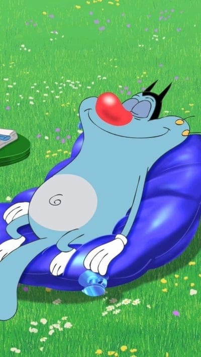 Oggy Cartoon, relaxing oggy in garden, relaxing oggy, cartoon, oggy