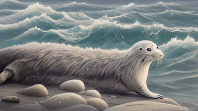 Animal,Mythical,Creature,Mythic,Legendary,Ai,Artwork,Ai Artwork,Wallapaper,Rare,Desktop Wallpaper,Seal,Water,Rocks