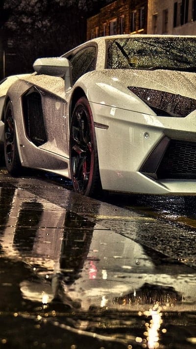 lamborghini, auto, car, italy, lambo, rain, super, white, mobile wallpaper, android wallpaper, iPhone wallpaper, phone wallpaper