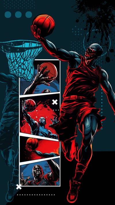 basketball player,ball,mask,basketball,comic,collage