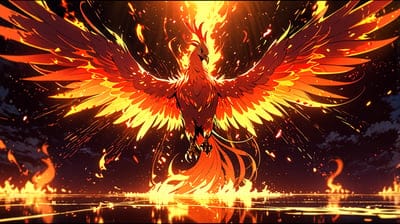 Phoenix,Fire,Might Anime,Ai,Cool,Wallpaper,Ai Art,Artwork,Desktop Wallpaper,Anime Wallpaper,Scary,Bird