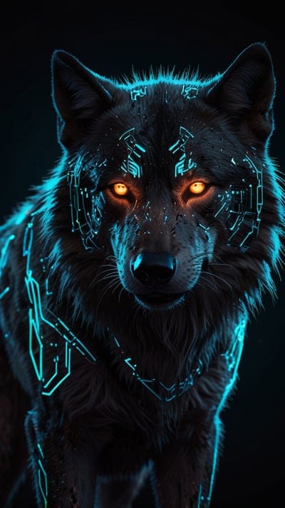 Glowing Eyes,Wolf,Cyber,Punk,Red Eyes Glowing,Fur,Wolf,Art,Wallpaper,Ai Art,Ai Wallpaper,Desktop Wallpaper,Artwork
