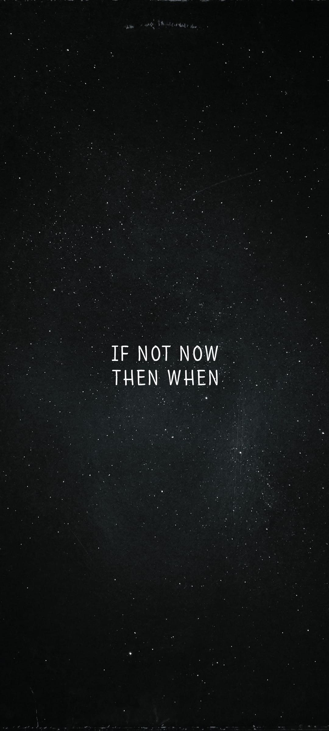 White capital letters spelling If Not Now Then When centered over a midnight sky filled with distant stars.